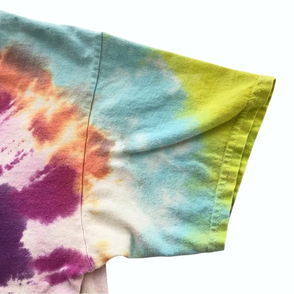 Gildan Tie Dye Cotton Tee Short Sleeve Pink Purple White Yellow Youth Large